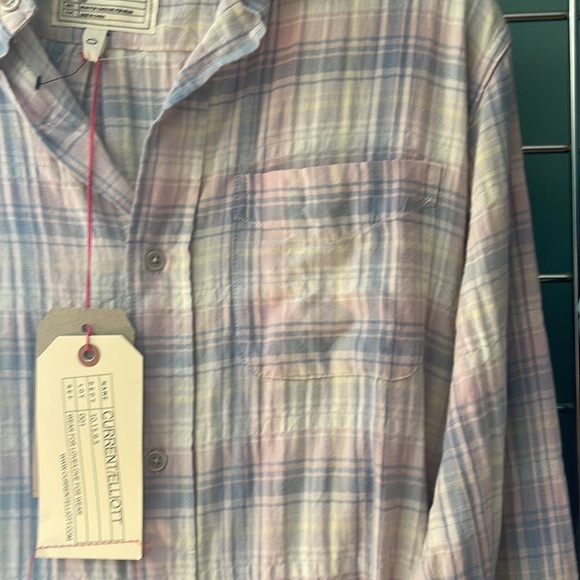 Pastel plaid NWT Current Elliott Boyfriend Shirt NWT - Picture 5 of 10
